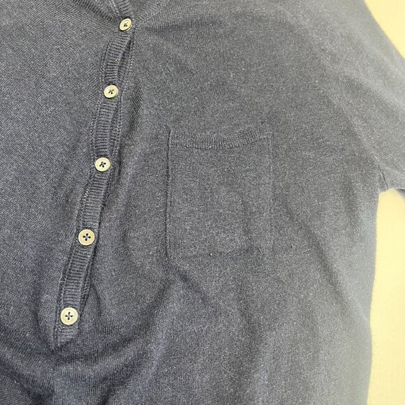 Vince Tunic Sweater 3/4 Sleeves Navy Blue 1/2 Button Front Ladies Size Small - Picture 2 of 6